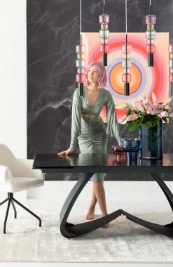 KARE Ausziehtisch Bellagio Glas 180(40+40)x95cm