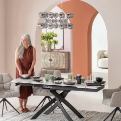 KARE Ausziehtisch Twist Onyx 120(30+30)x90cm