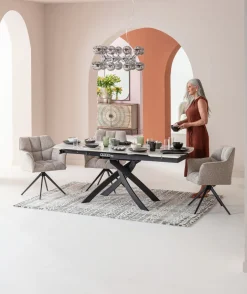 KARE Ausziehtisch Twist Onyx 120(30+30)x90cm