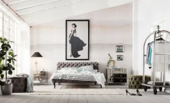 KARE Bett Desire Velvet Silbergrau 180x200 cm