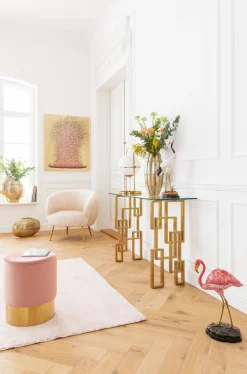 KARE Bild Touched Flower Boat Gold Pink 80x100cm