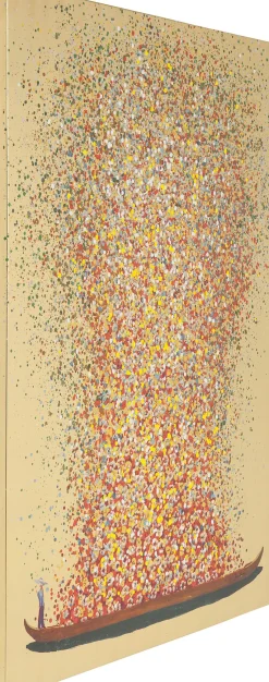 KARE Bild Touched Flower Boat Gold Rot 80x100cm