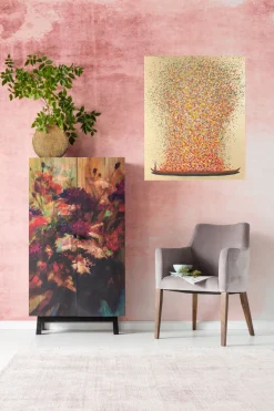 KARE Bild Touched Flower Boat Gold Rot 80x100cm