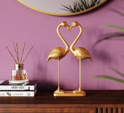 KARE Deko Figur Flamingo Love Gold 39cm