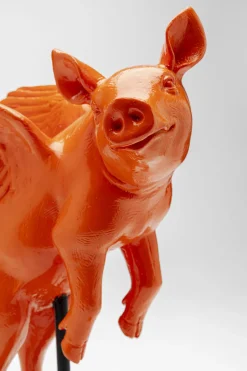 KARE Deko Figur Flying Pig Orange 29cm