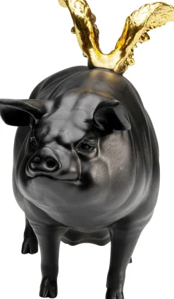 KARE Deko Figur Flying Pig Schwarz 21cm