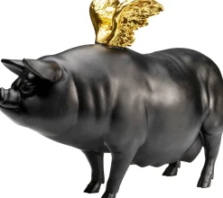 KARE Deko Figur Flying Pig Schwarz 21cm