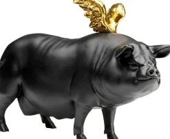 KARE Deko Figur Flying Pig Schwarz 21cm