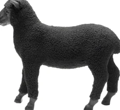 KARE Deko Figur Happy Sheep Wool Schwarz 37cm
