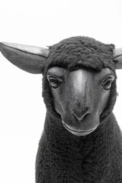 KARE Deko Figur Happy Sheep Wool Schwarz 37cm