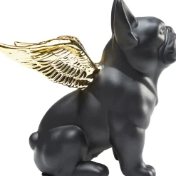 KARE Deko Figur Sitting Angel Dog Gold-Schwarz