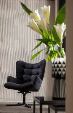 KARE Drehsessel Oscar Velvet Schwarz