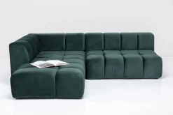 KARE Ecksofa Belami Velvet Dunkelgrün Links 265cm