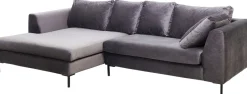 KARE Ecksofa Gianni Velvet Grau Links Schwarz