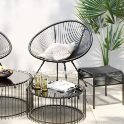 KARE Fußhocker Acapulco Mono Schwarz