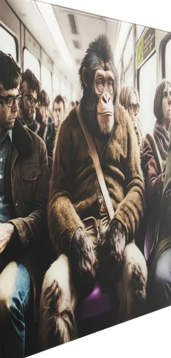 KARE Glasbild Commuter Monkey 60x60cm