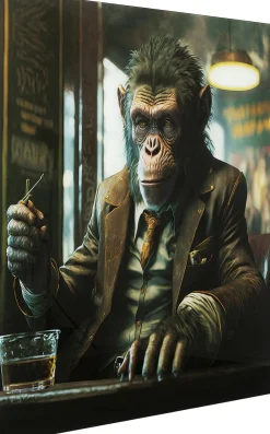 KARE Glasbild Drinking Monkey 100x100cm