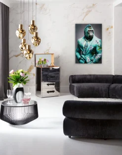 KARE Glasbild Mister Gorilla Blau 60x90cm