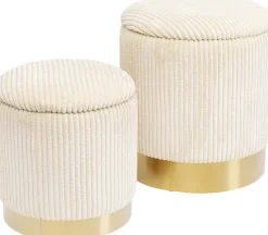 KARE Hocker Cherry Storage Cord Creme (2/Set)