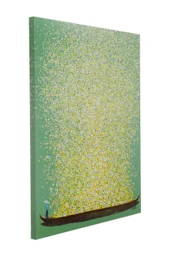 KARE Leinwandbild Flower Boat Grün Gelb 80x100cm