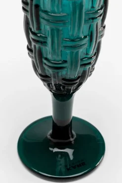 KARE Sektglas Tissue Petrol 18cm