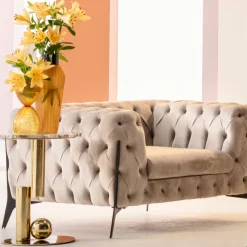 KARE Sessel Bellissima Velvet Taupe 120cm