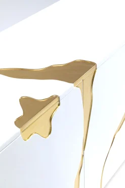 KARE Sideboard Cracked Weiß Gold 165x80cm