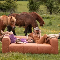 KARE Sofa Cubetto Smart Leder Hellbraun 220cm