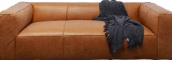 KARE Sofa Cubetto Smart Leder Hellbraun 220cm