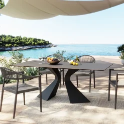 KARE Tisch Gloria Outdoor Keramik Schwarz 180x90cm