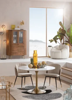 KARE Tisch Invitation Set Weiß Brass Ø120cm