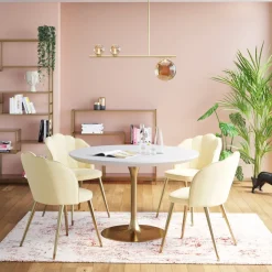 KARE Tisch Invitation Set Weiß Brass Ø90cm