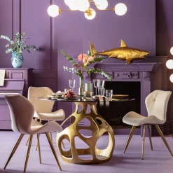 KARE Tisch Volcano Gold Ø120cm