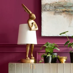 KARE Tischleuchte Animal Rabbit Gold/Weiß 88cm