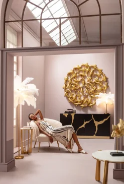 KARE Wandobjekt School of Koi Gold Ø160cm