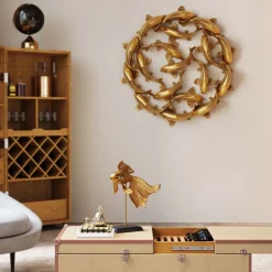 KARE Wandobjekt School of Koi Gold Ø102cm