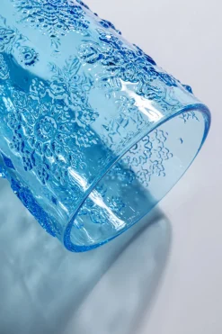 KARE Wasserglas Ice Flowers Blau